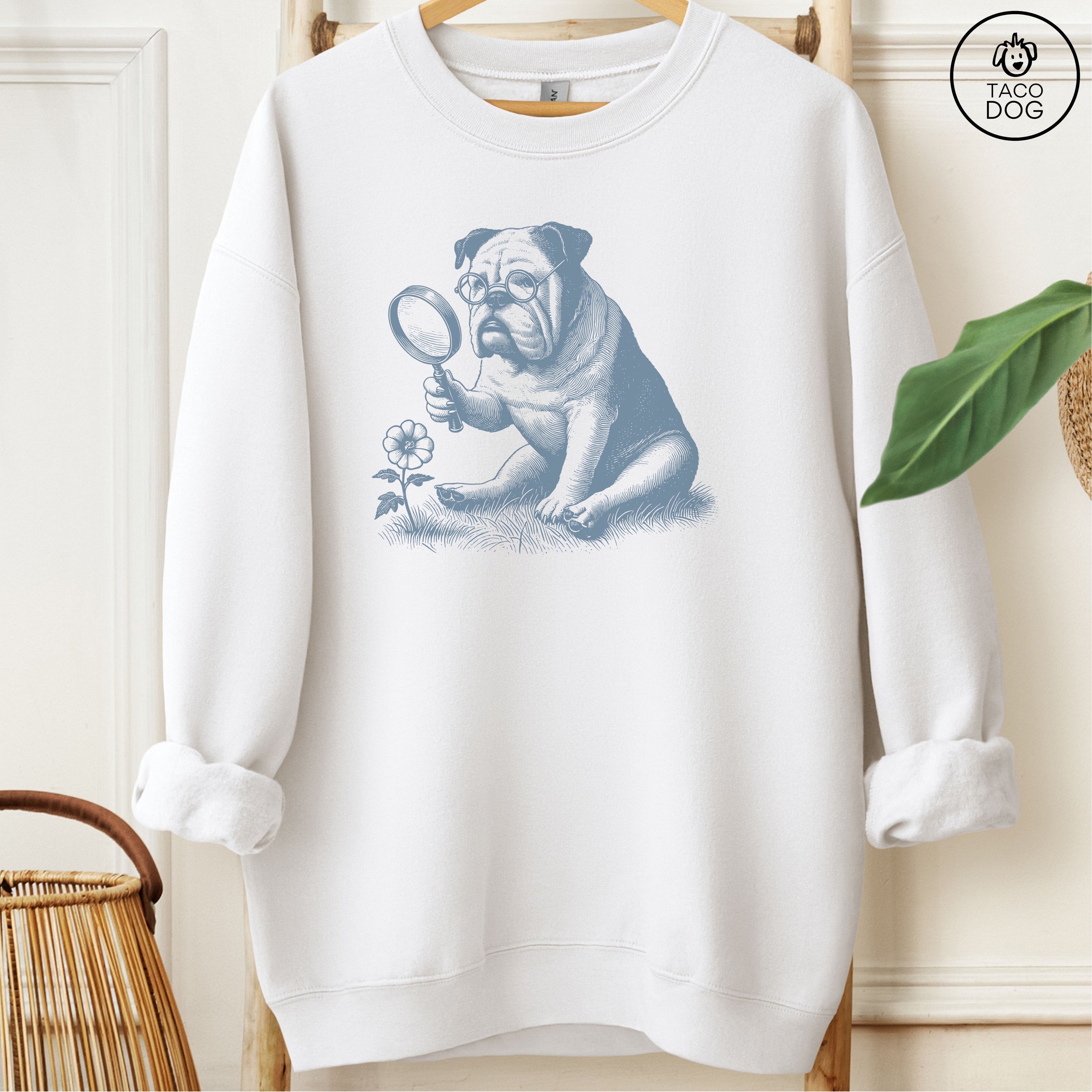 English Bulldog Botanist Flower Sweatshirt