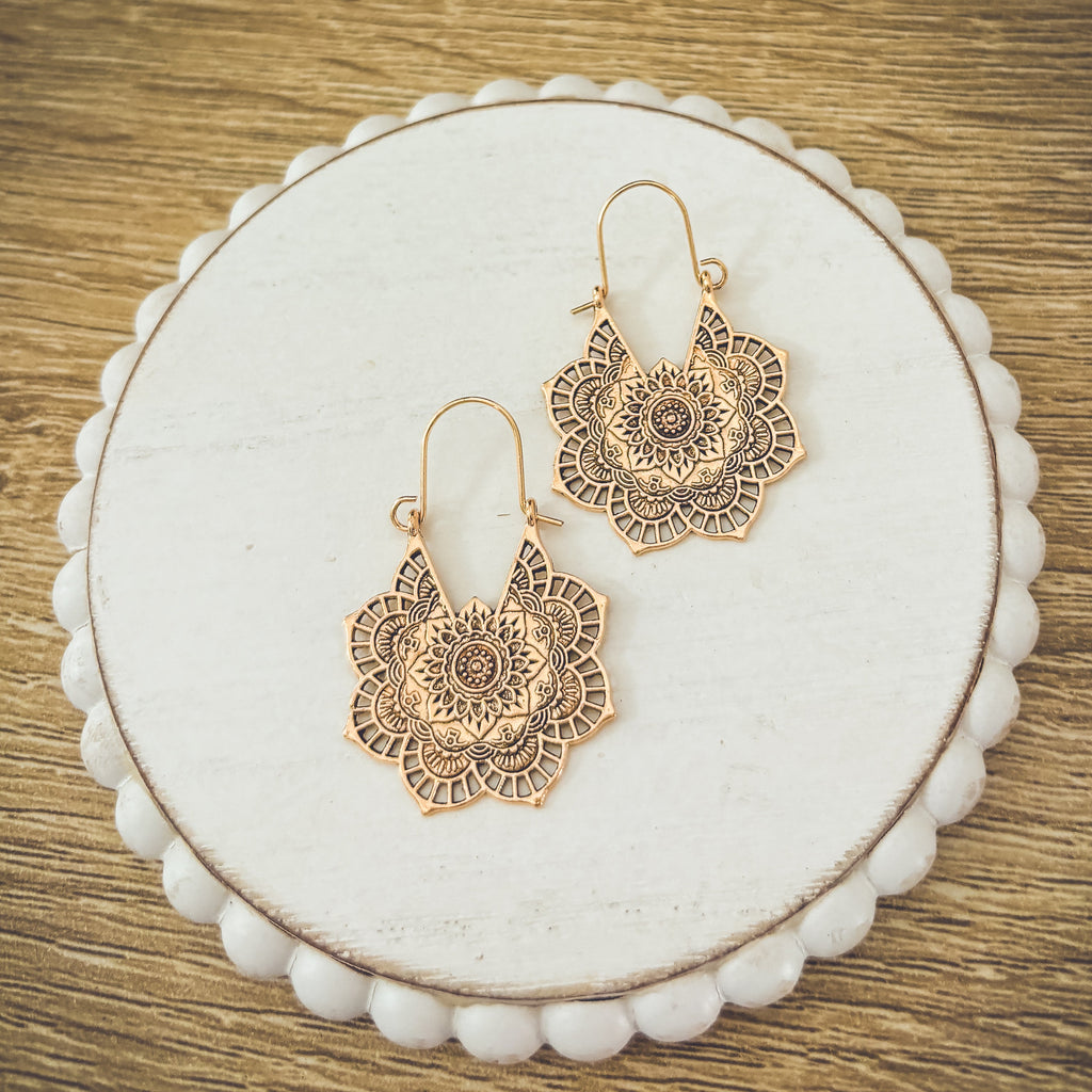Beautiful Gold or Silver Mandala Earrings