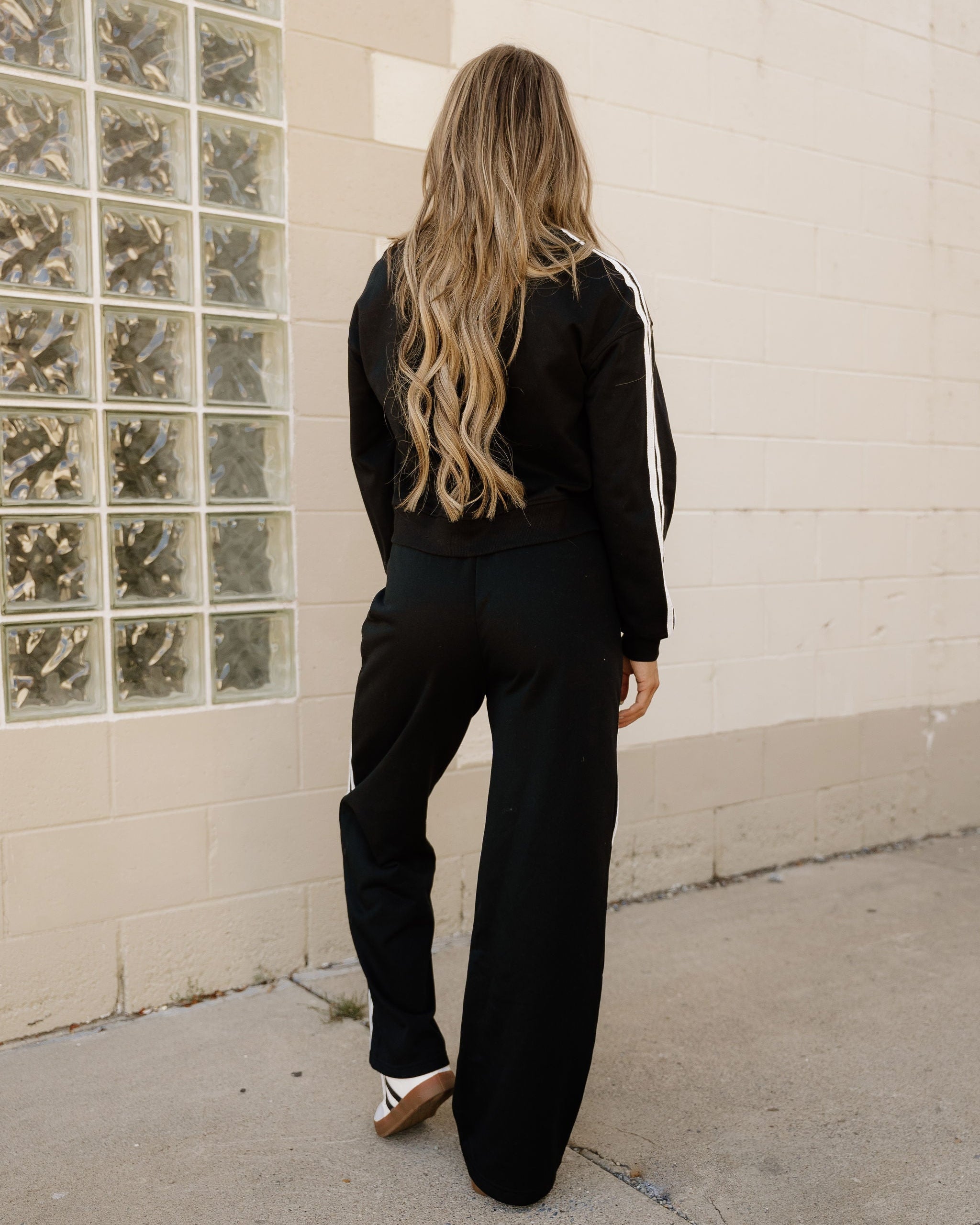 Pullover Wide Leg Pants 2pcs Outfit - Black