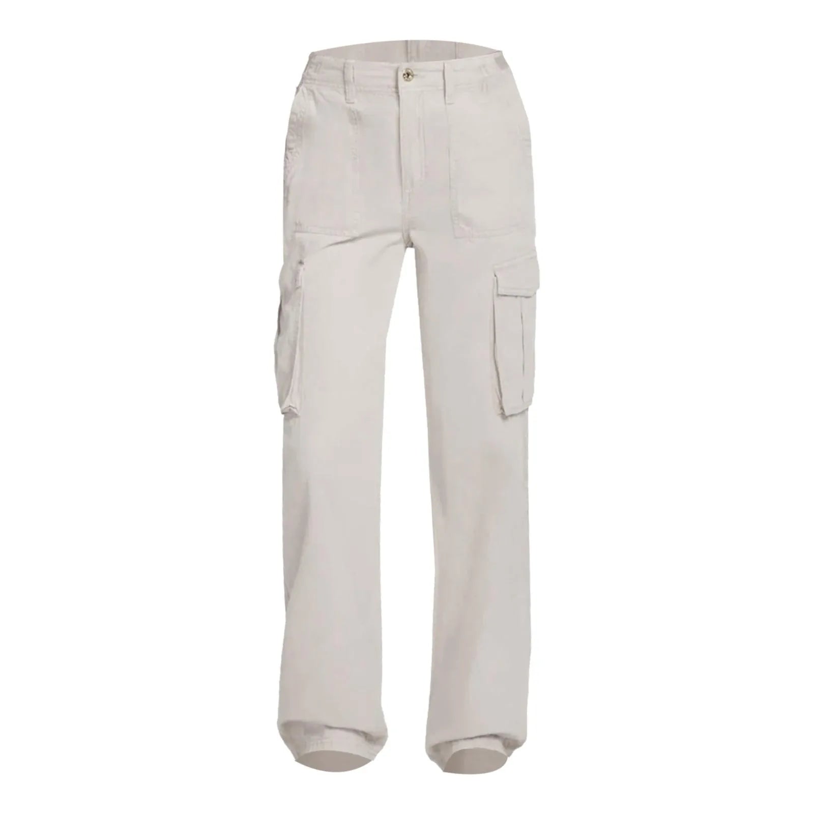 Adjustable Cargo Pants Women Straight Fit Baggy Wide Leg High Waist Pants Pockets Retro Street Style Casual Trousers