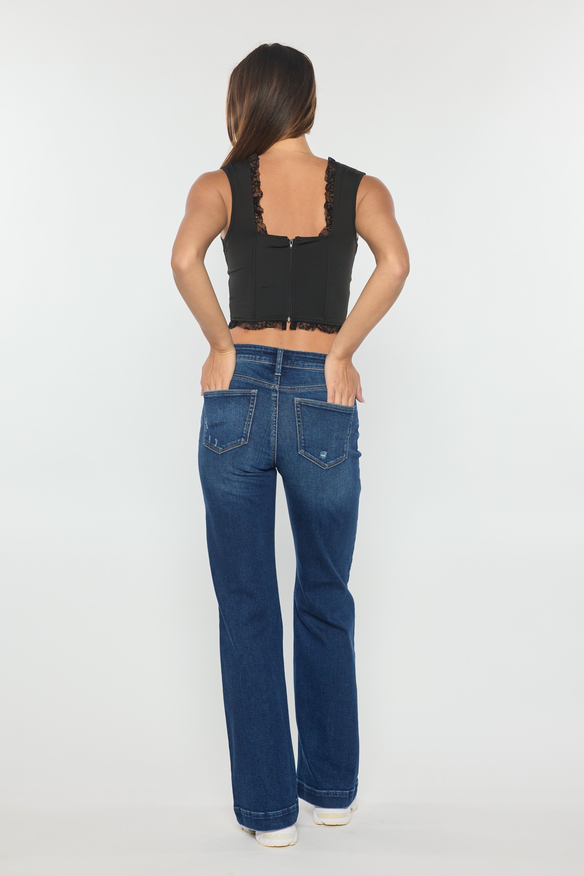 High Rise Destructed Wide Leg