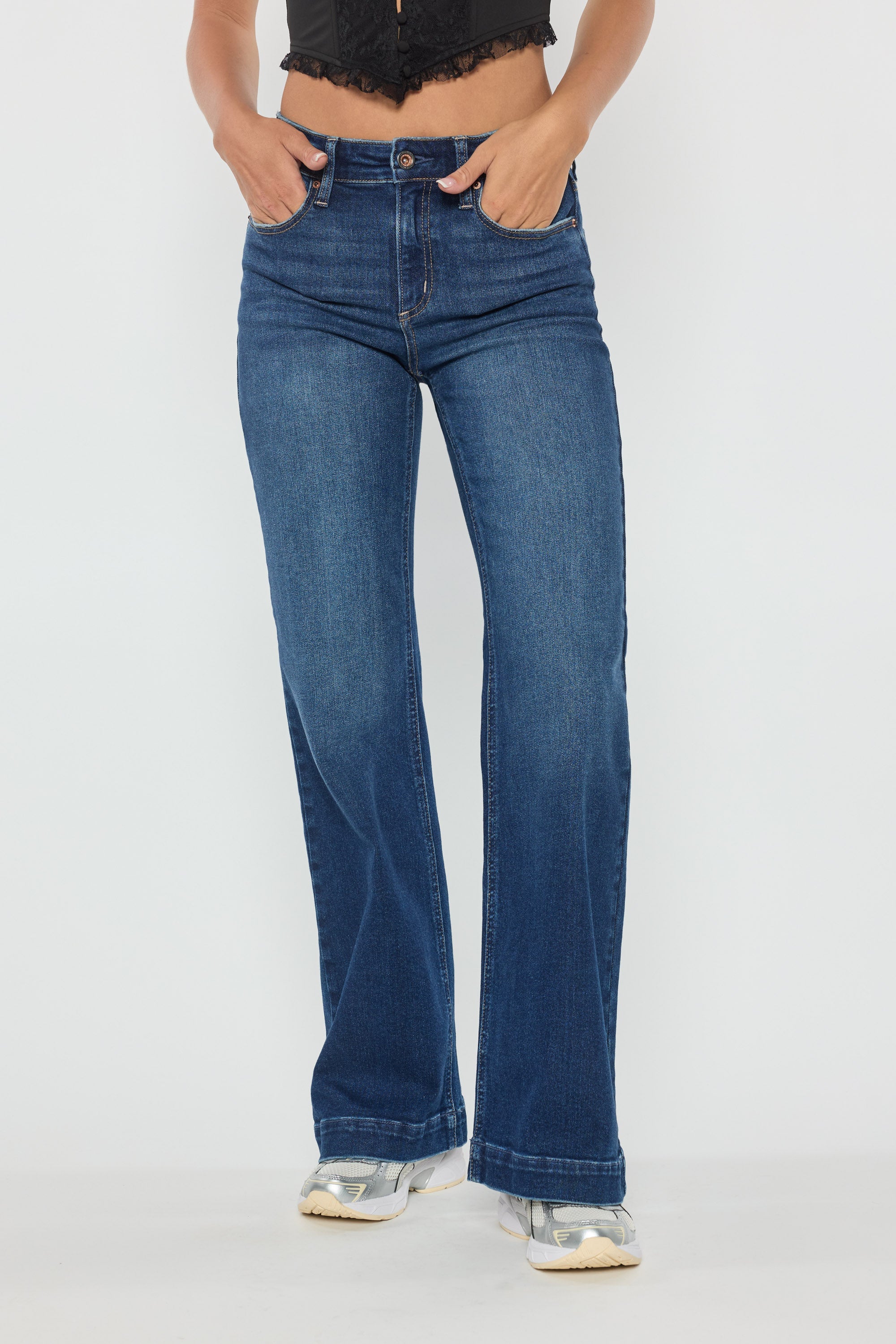 High Rise Destructed Wide Leg
