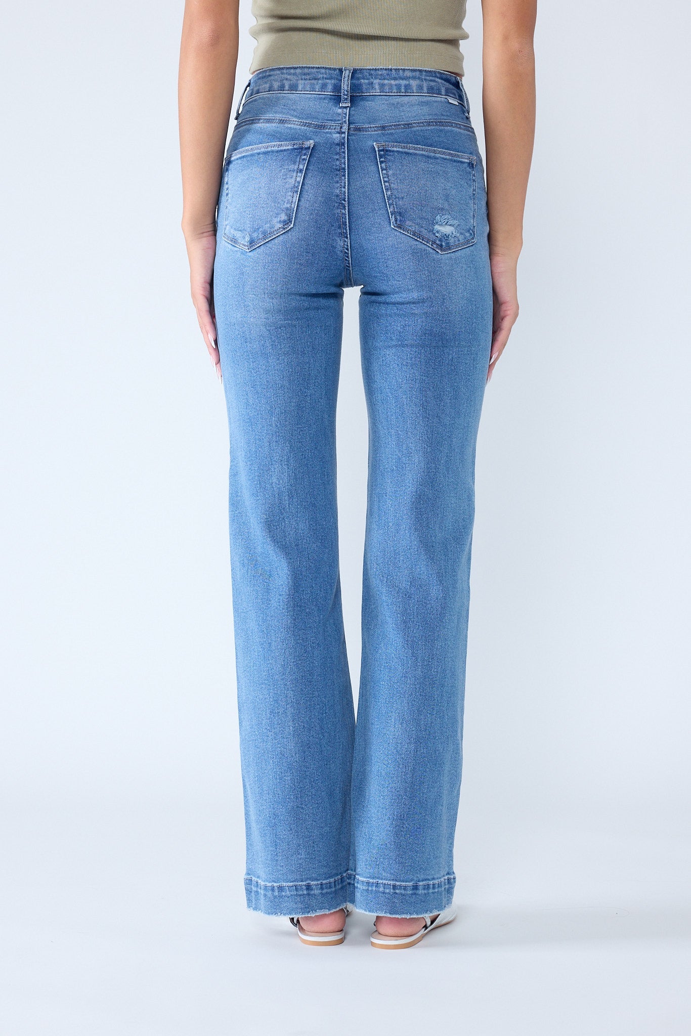 High Rise Destructed Wide Leg