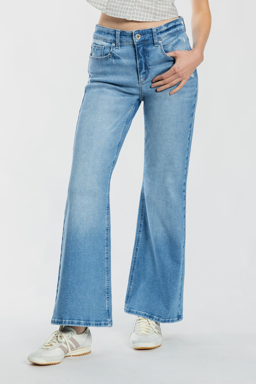 High Rise Destructed Wide Leg