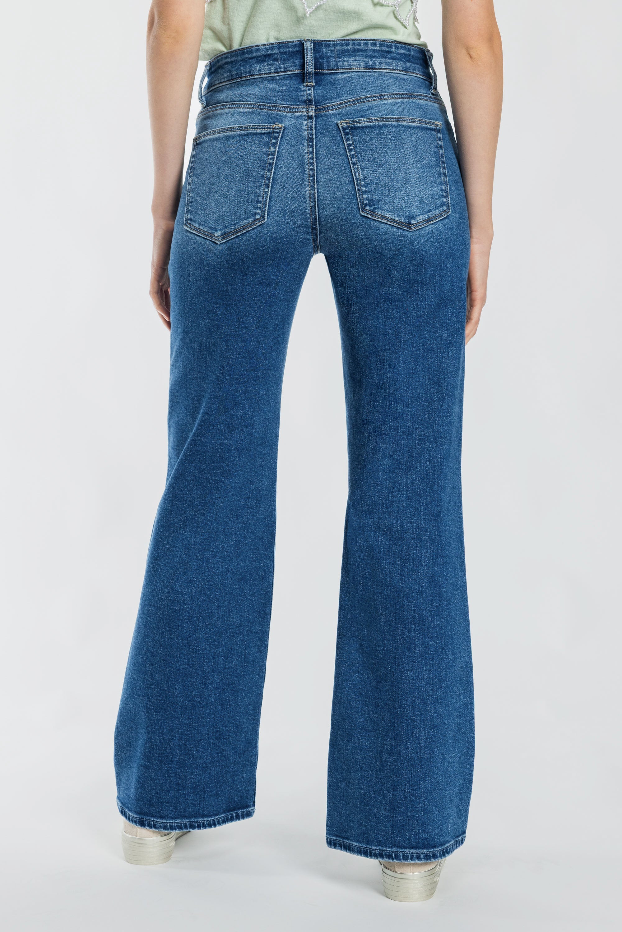 High Rise Destructed Wide Leg