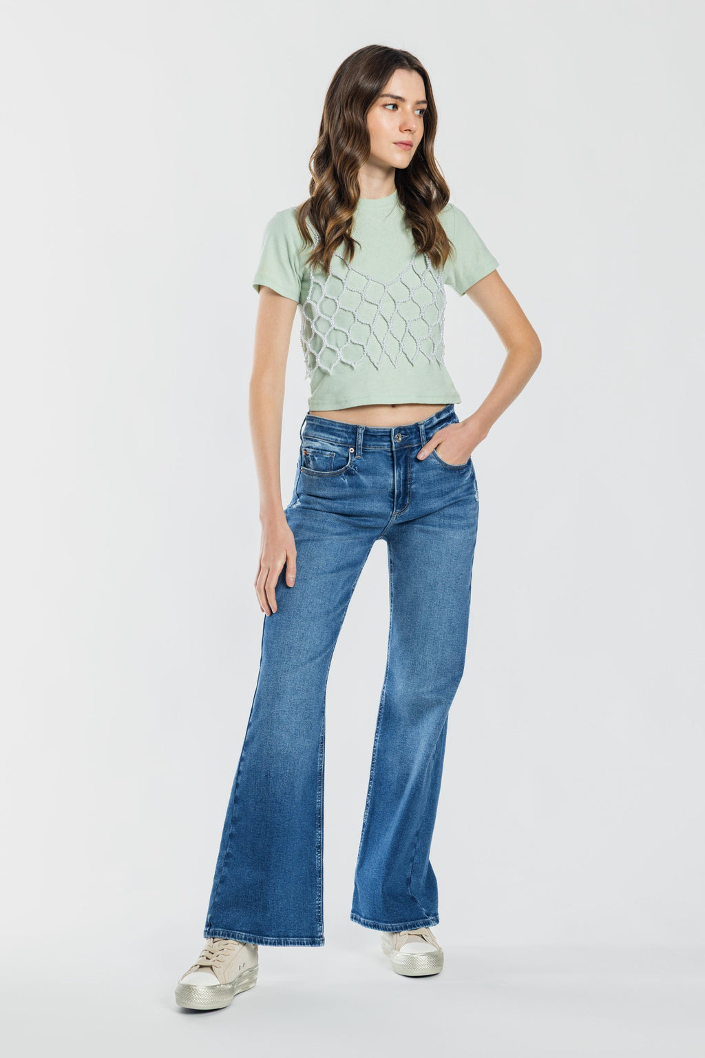 High Rise Destructed Wide Leg