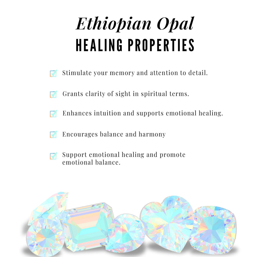 Certified Natural Ethiopian Opal Cushion Cut Engagement Ring with Wedding Band