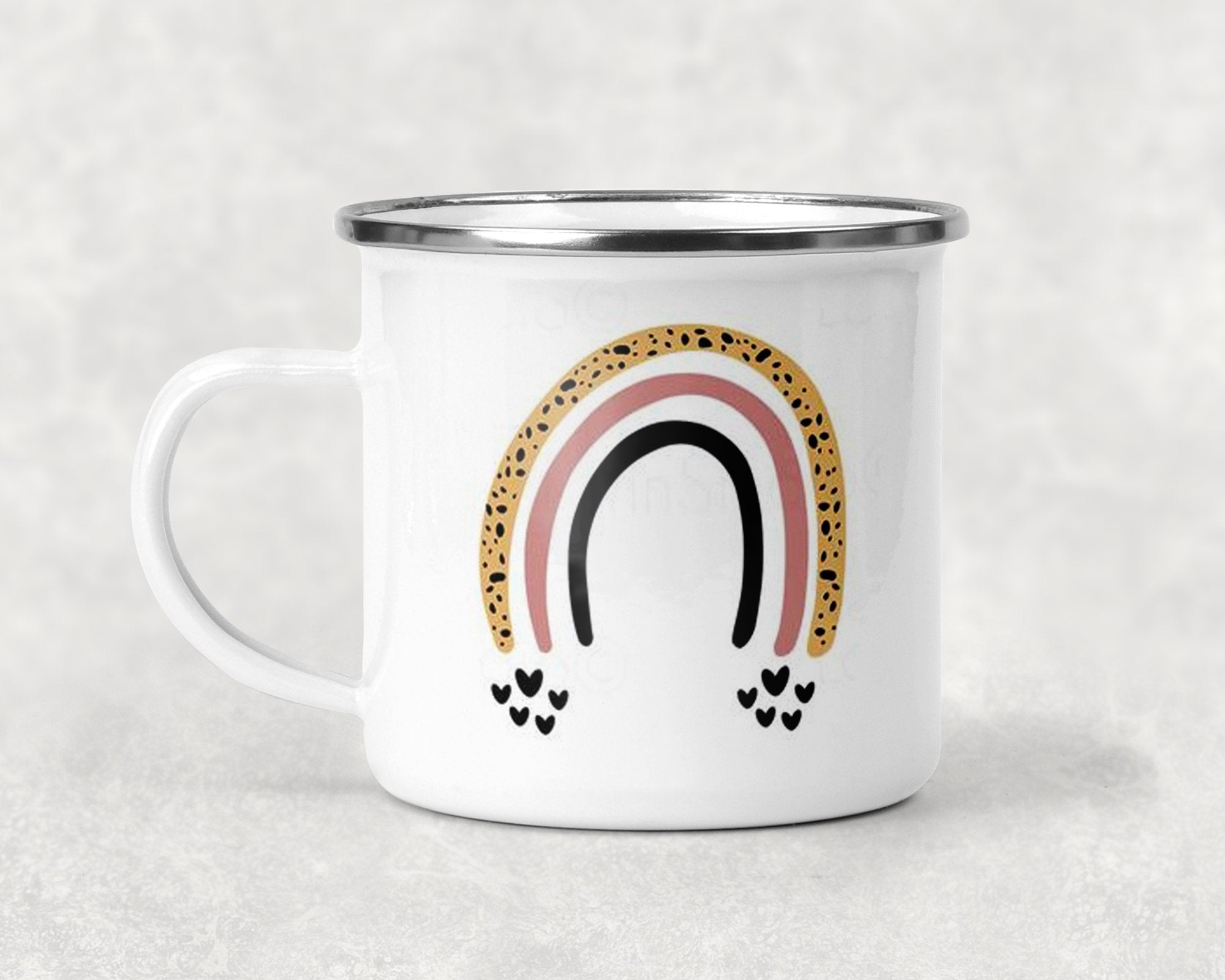 Leopard and Hearts Rainbow Mug