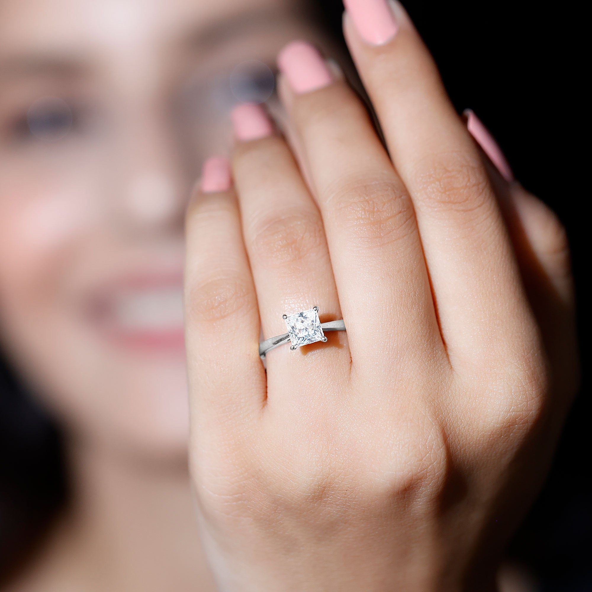 Solitaire 2 Carat Lab Created Diamond Princess Cut Engagement Ring IGI Certified