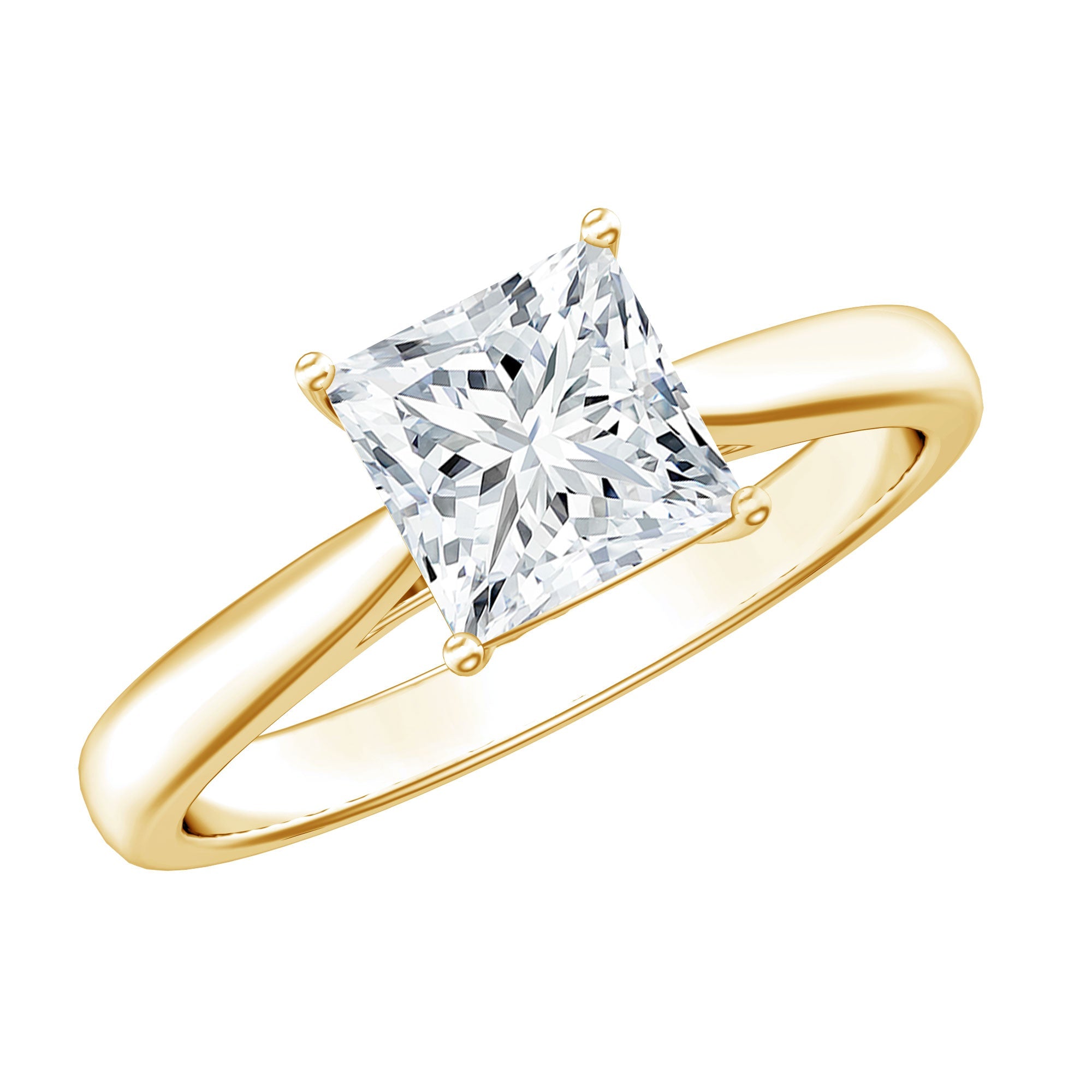 Solitaire 2 Carat Lab Created Diamond Princess Cut Engagement Ring IGI Certified
