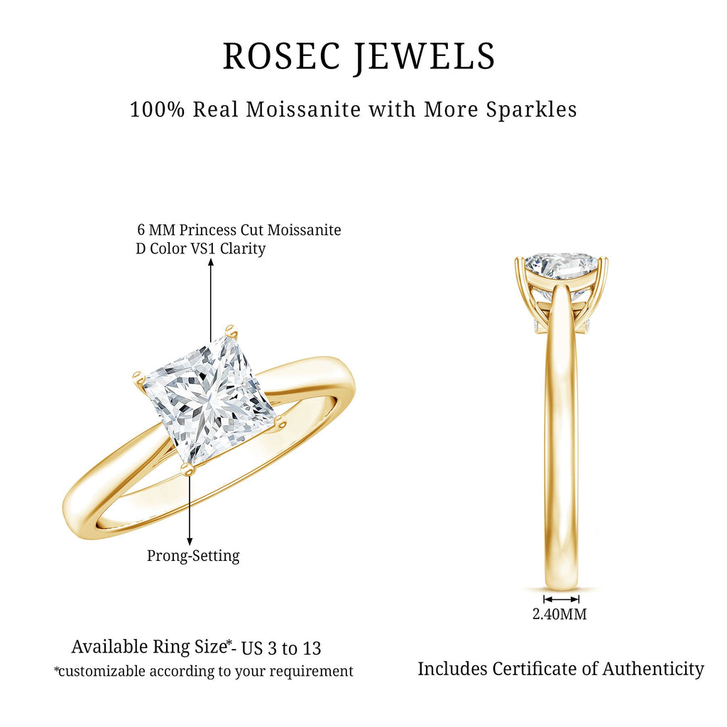 Solitaire 2 Carat Lab Created Diamond Princess Cut Engagement Ring IGI Certified