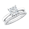 IGI Certified 1 Carat Princess Cut Lab Grown Diamond Solitaire Bridal Ring Set