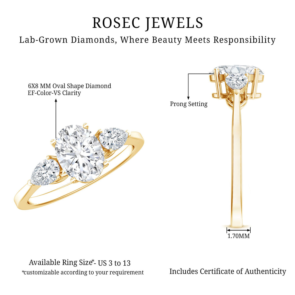 1 Carat Lab Grown Diamond Three Stone Engagement Ring with IGI Certificate
