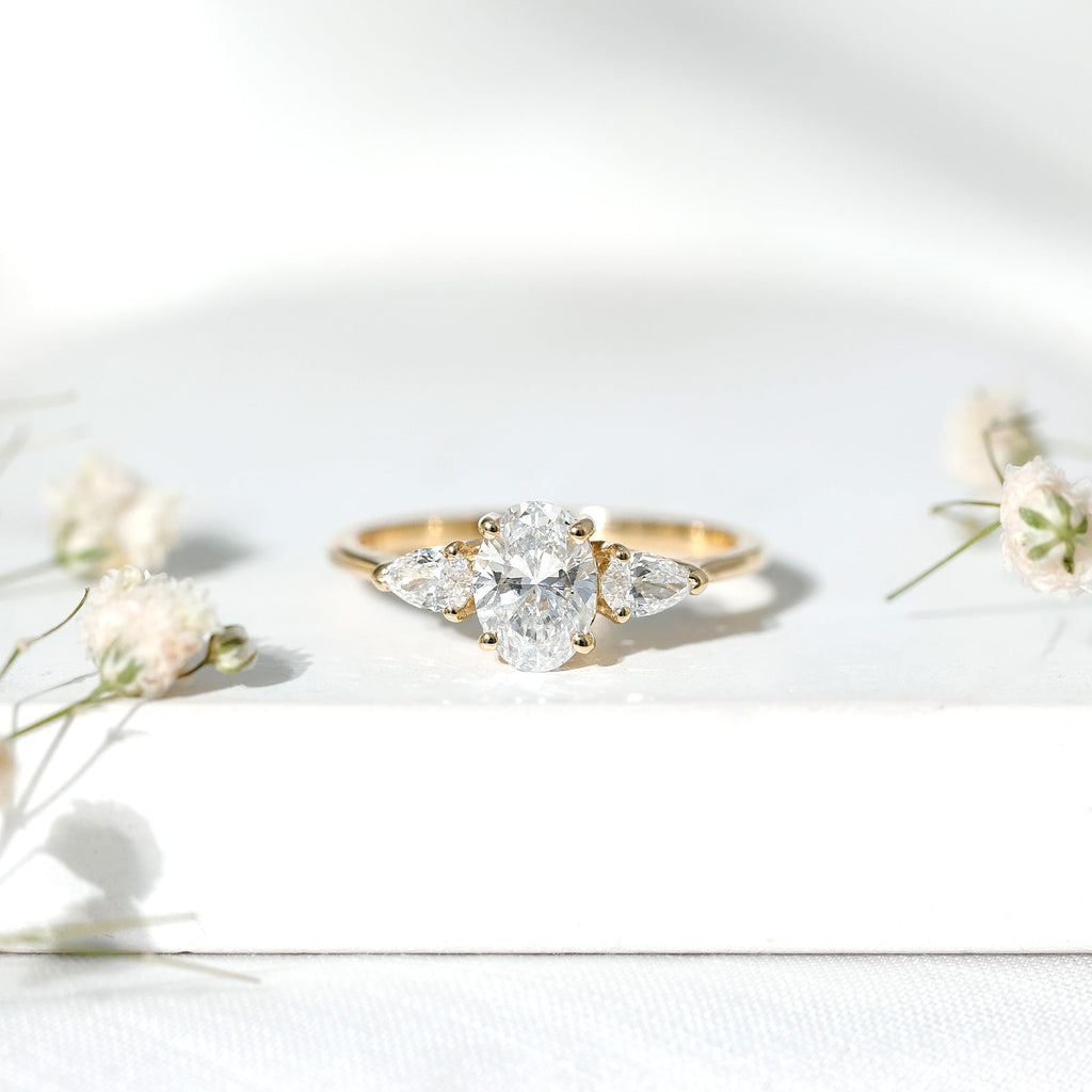 1 Carat Lab Grown Diamond Three Stone Engagement Ring with IGI Certificate