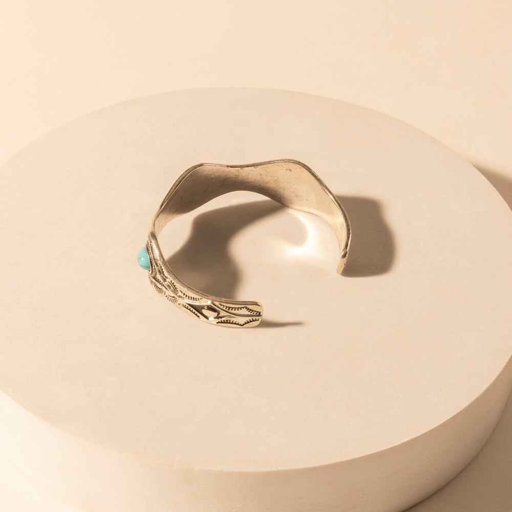 Myra Sedona Stone Cuff for Women with turquoise stones and engraved detail in premium style