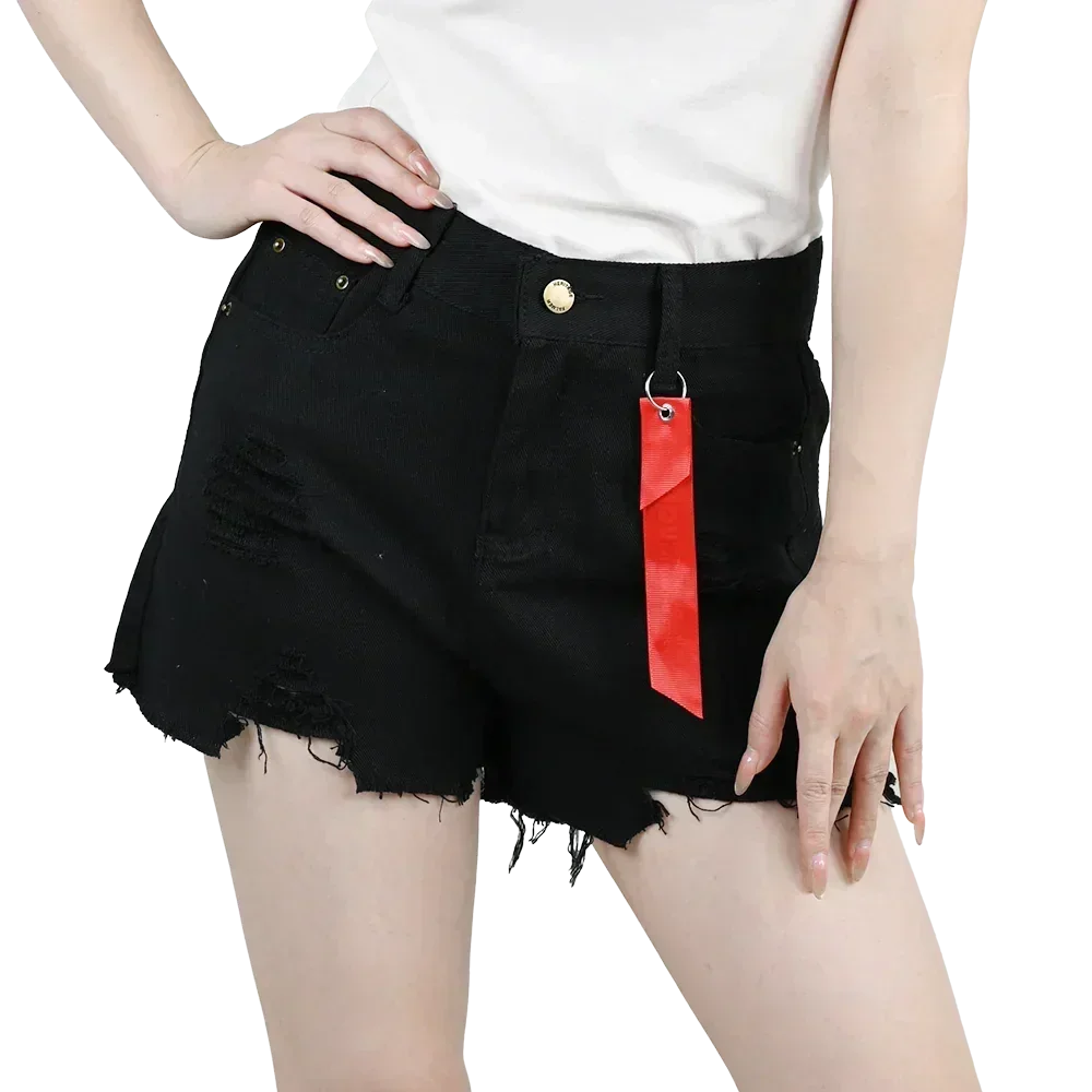 3pcs Women's High Waist Denim Shorts 2025 Summer Black Blue White Hot Pants Ripped Jeans Shorts Woman Short Trousers Streetwear