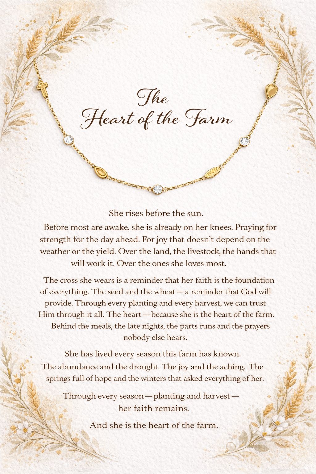 Heart of the Farm Stainless Steel 18k Gold Plated Waterproof Necklace