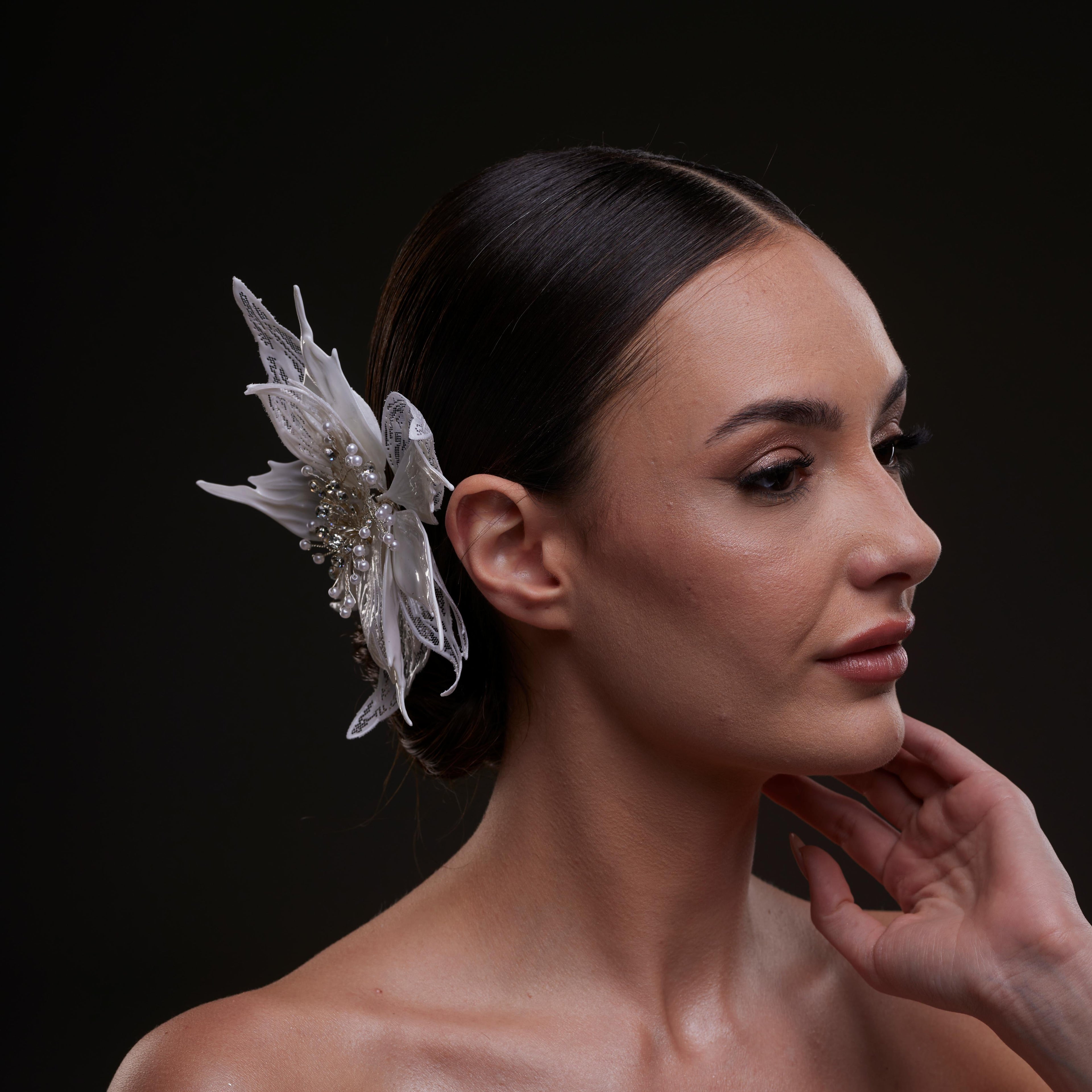 Large White Flower Bridal Hair Comb