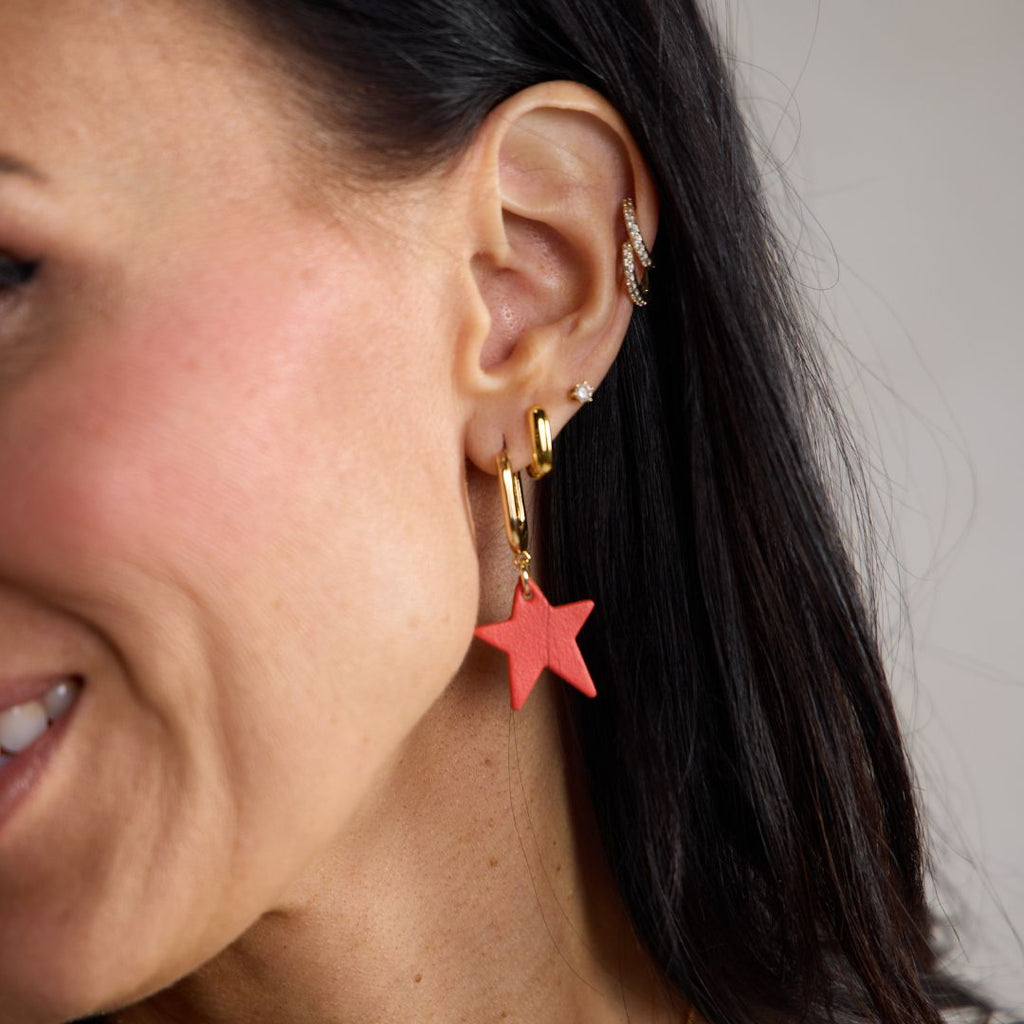 Crimson Tate Star Huggie Earrings