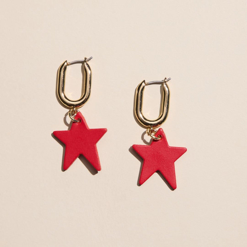 Crimson Tate Star Huggie Earrings