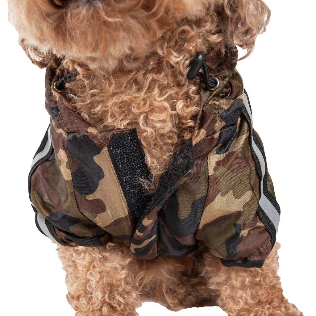 Pet Life ® 'Reflecta-Sport' Multi-Adjustable Reflective Weather-Proof Dog Raincoat w/ Removable Hood