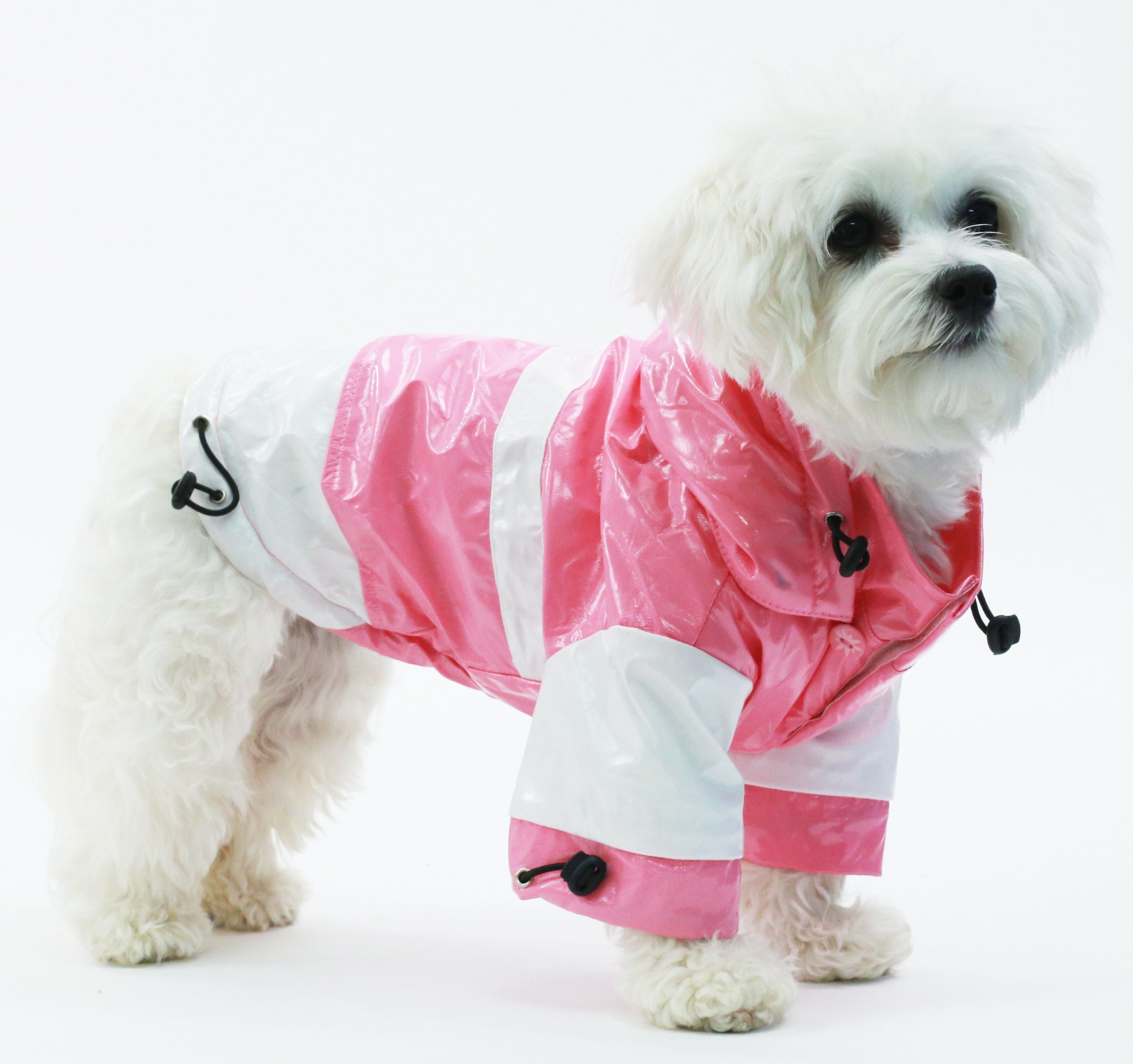 Pet Life ® 'Two-Tone' Waterproof Adjustable Dog Raincoat Jacket w/ Removable Hood