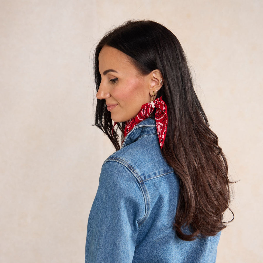 Red Bandana Statement Earrings